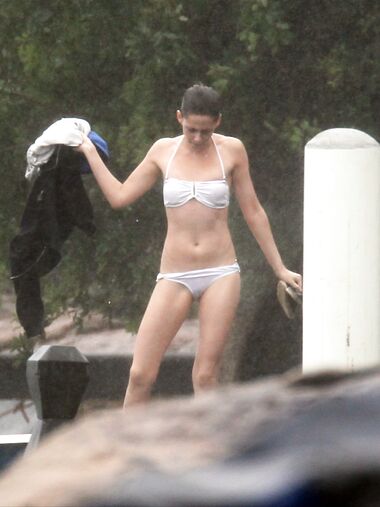 Kristen Stewart in a wet swimsuit