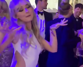 Nina Dobrev naked - Ample cleavage in peekaboo scarlet dress (2022)