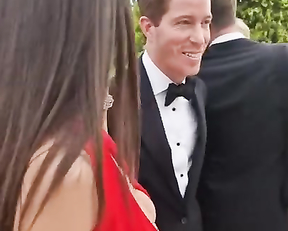 Nina Dobrev naked - Ample cleavage in peekaboo scarlet dress (2022)