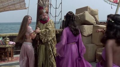 Jane Seymour nude, Taryn Power  - Sinbad and the Eye of the Tiger (1977)